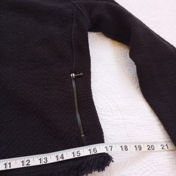 Nic+Zoe Jacket Black Textured Open Front Fringe Trim & Snap Cuff Detail Size XS - Picture 15 of 15